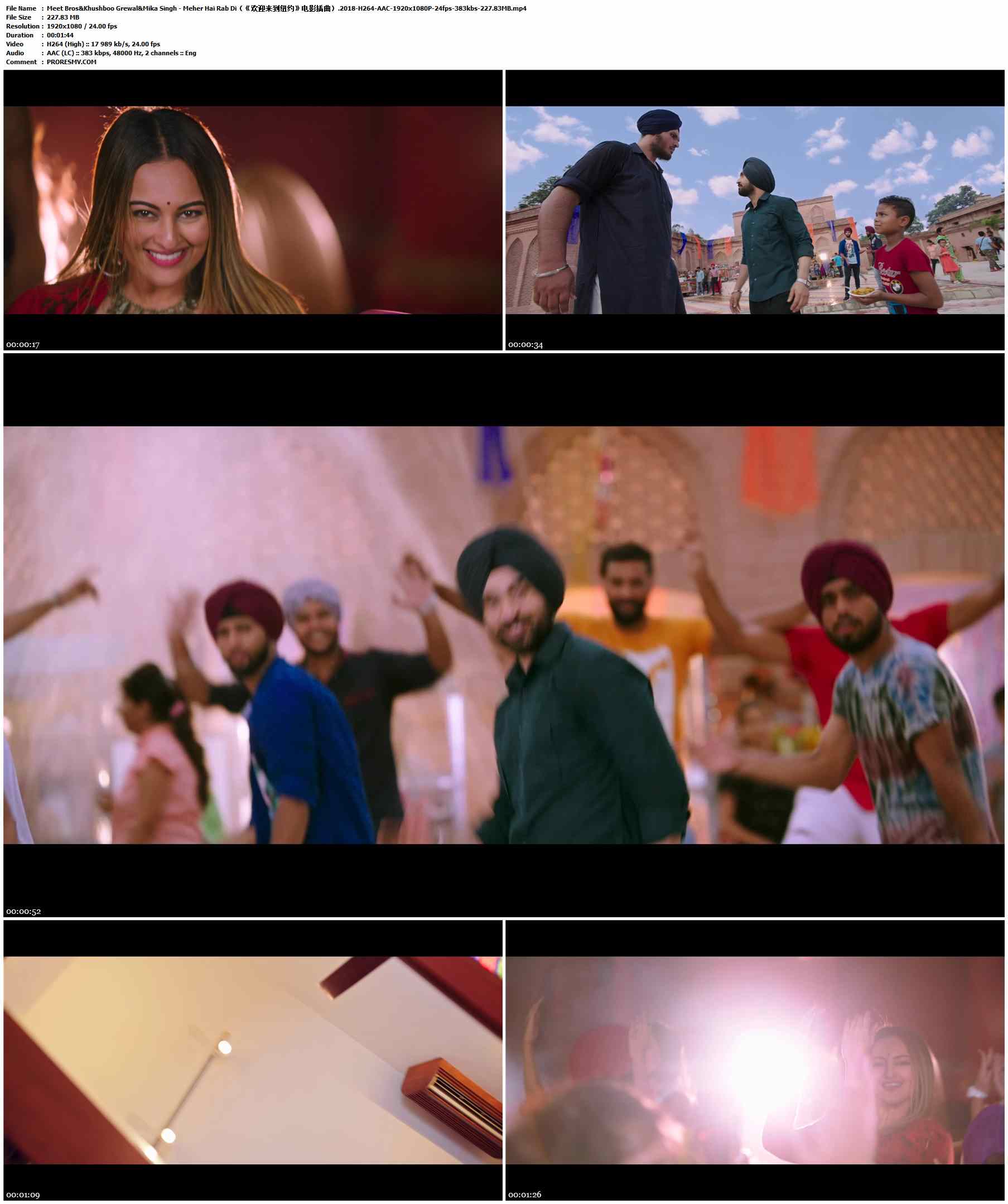 Meet Bros&Khushboo Grewal&Mika Singh - Meher Hai Rab Di（《欢迎来到纽约》电影插曲）.2018-H264-AAC-1920x1080P-24fps-383kbs-227.83MB官方MV_高清MV